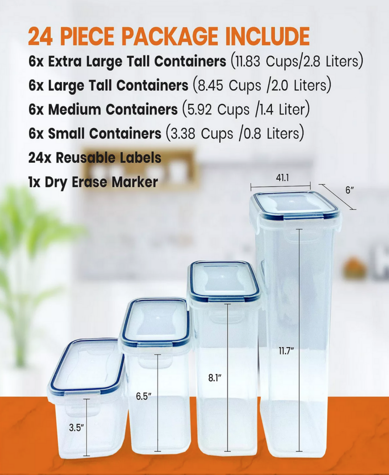24 Pack Airtight Food Storage Container Set